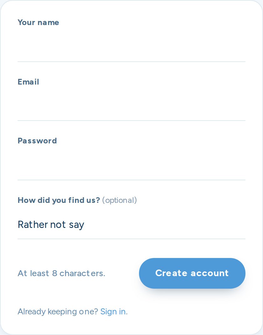 The sign-up form